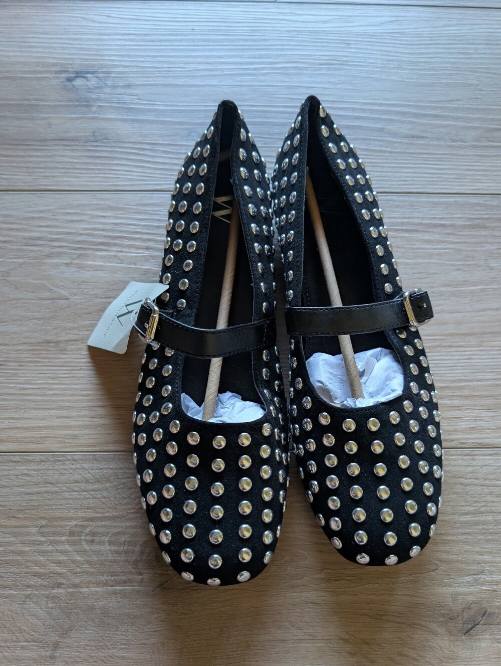 NWT Worthington Dazie Silver Stud Mary Jane Ballet Flats
